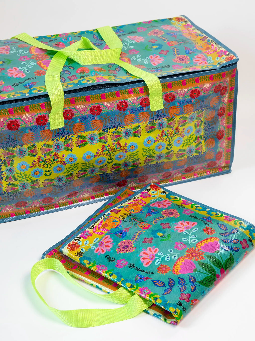 Better Than A Box Packing Tote, Set of 2 - Teal Borders