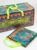 Better Than A Box Packing Tote, Set of 2 - Teal Borders