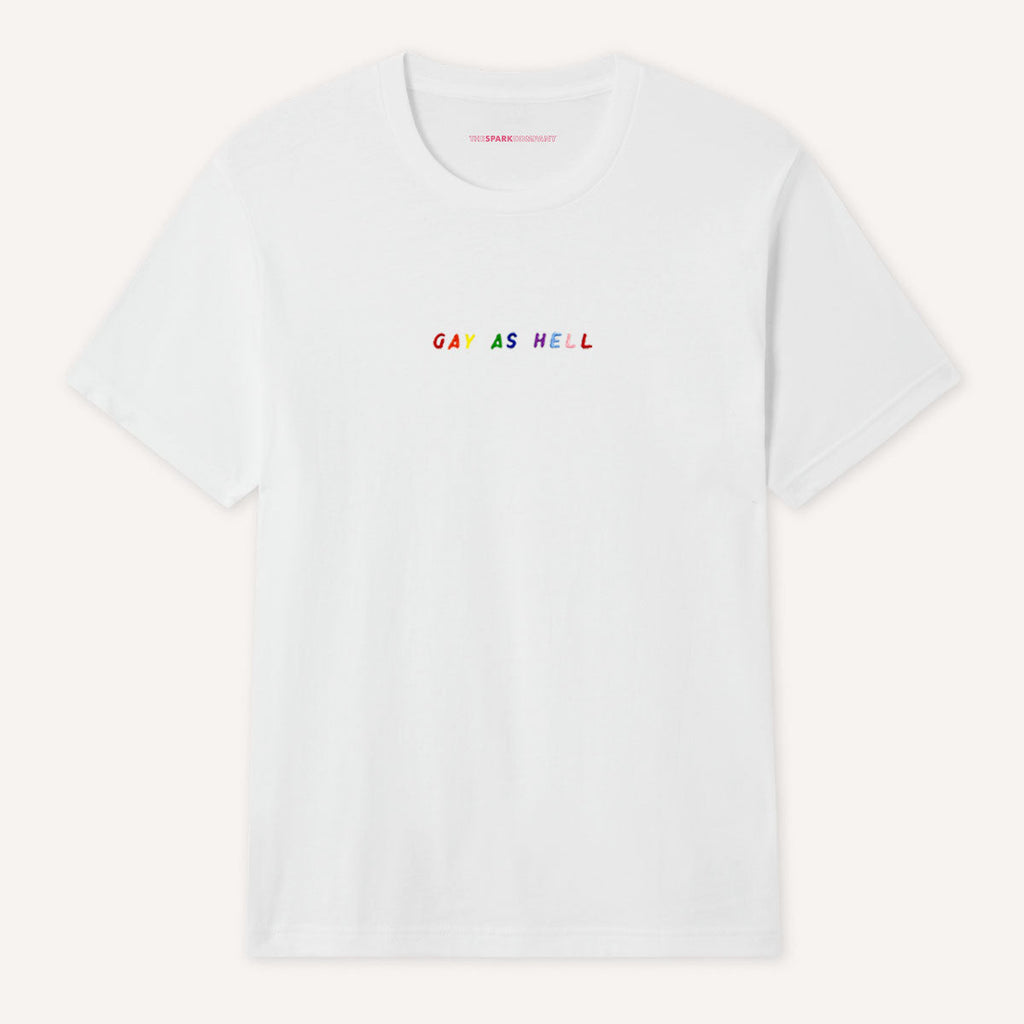 Gay As Hell Embroidery Detail T-Shirt