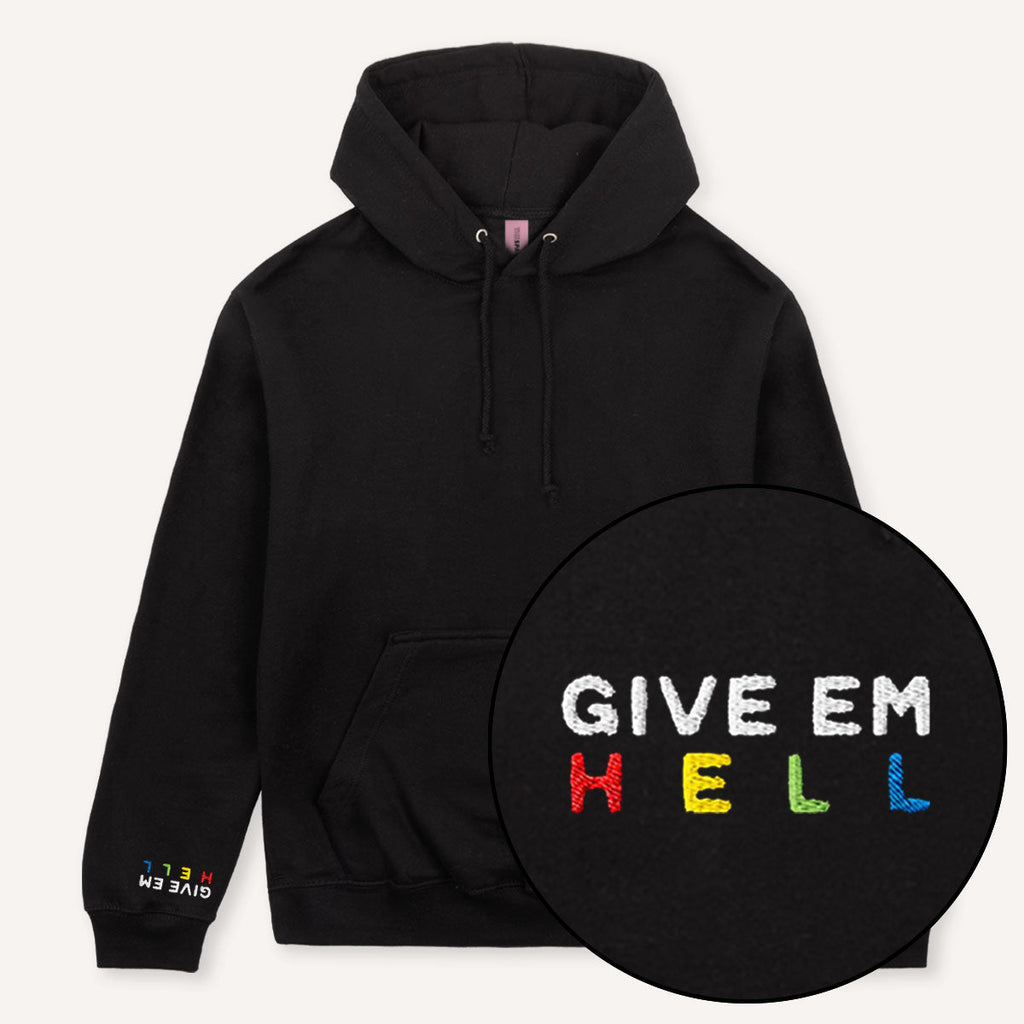 Give Em' Hell Embroidery Detail Hoodie