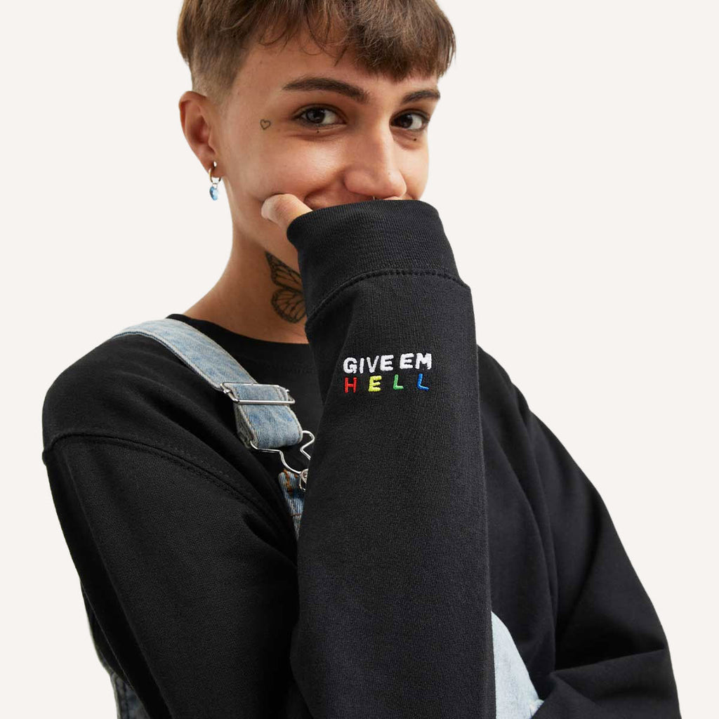 Give Em' Hell Embroidery Detail Sweatshirt