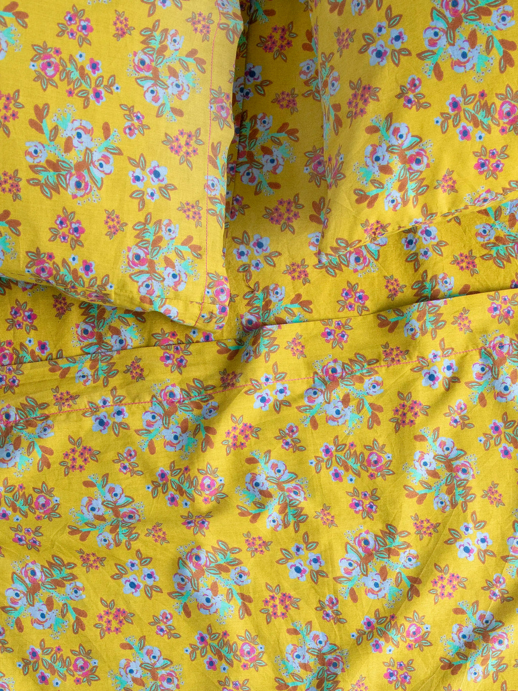 Mix & Match Cotton Flat Sheet - Chartreuse Bouquet Blooms