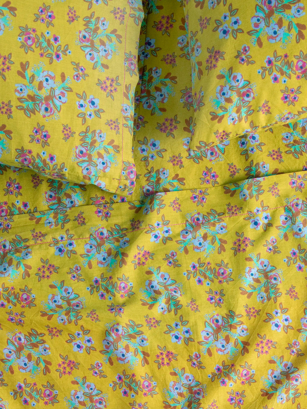 Mix & Match Cotton Fitted Sheet - Chartreuse Bouquet Blooms