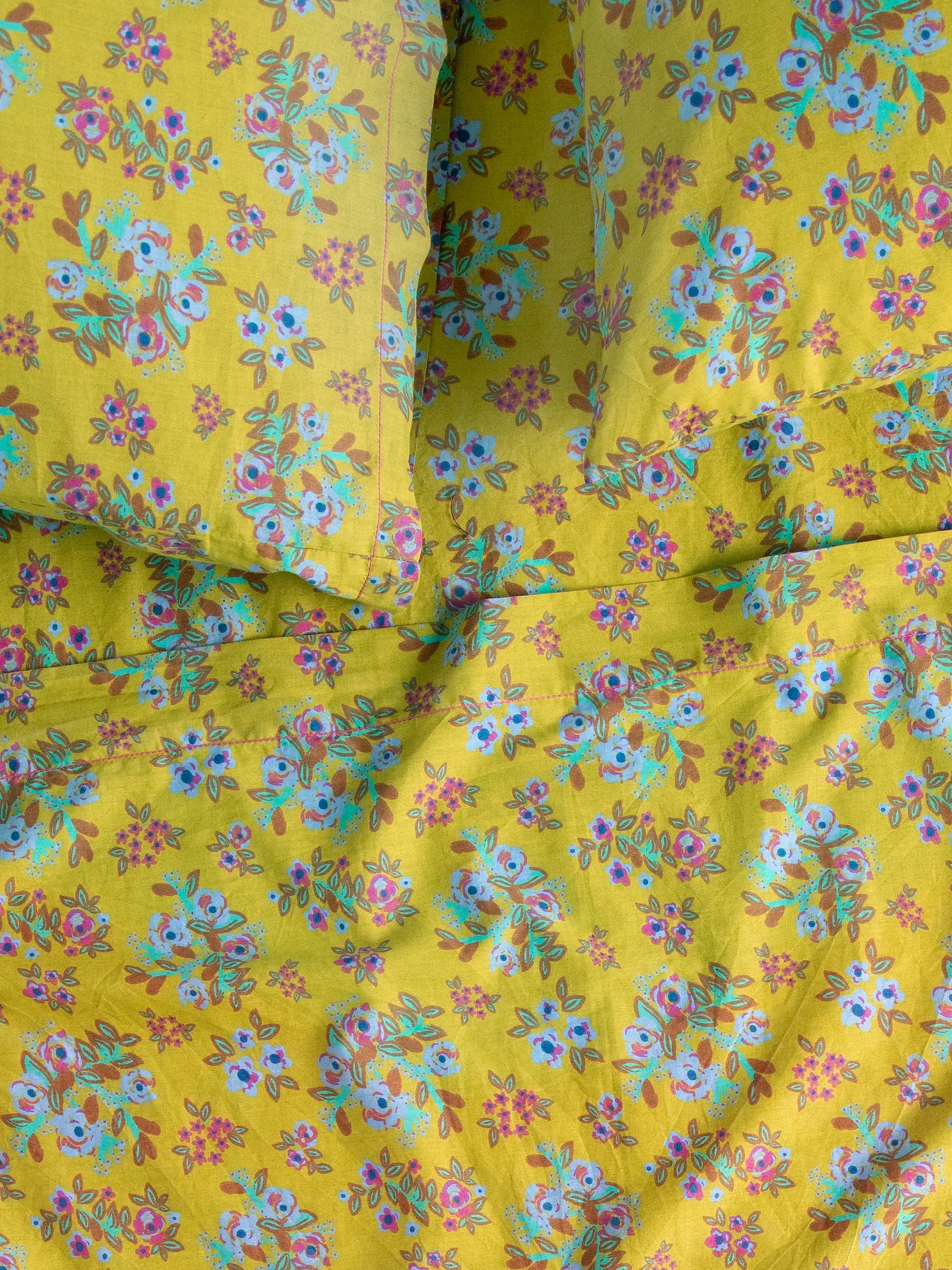 Mix & Match Cotton Fitted Sheet - Chartreuse Bouquet Blooms
