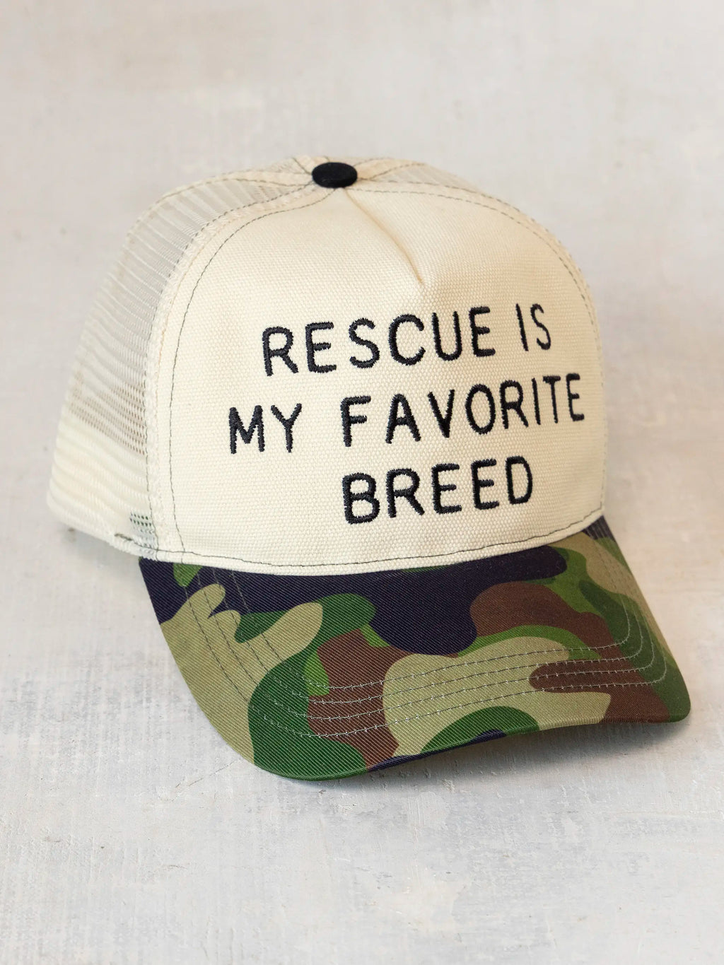 Embroidered Trucker Hat - Rescue Is My Favorite Breed