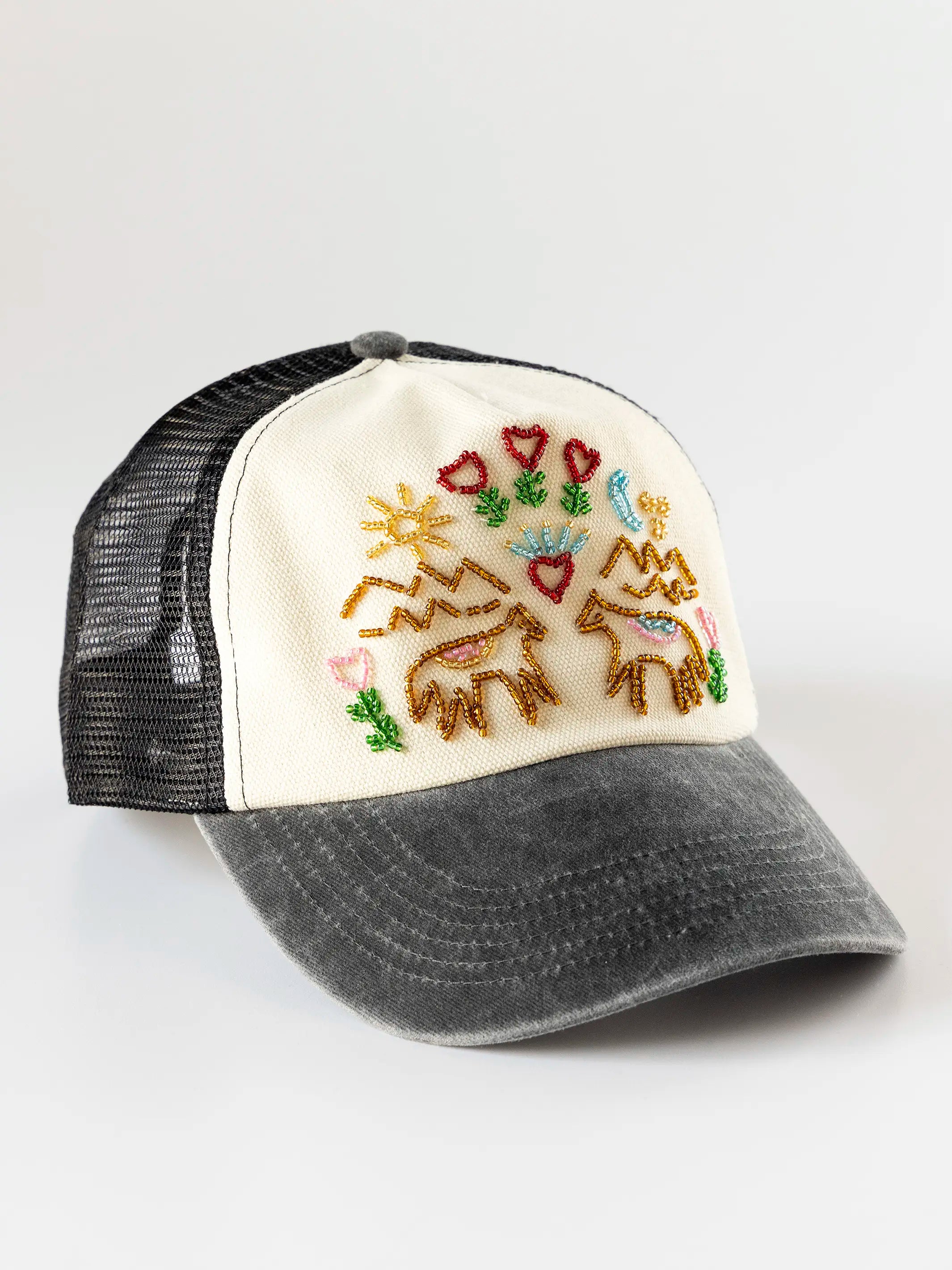 Beaded Trucker Hat - Horses