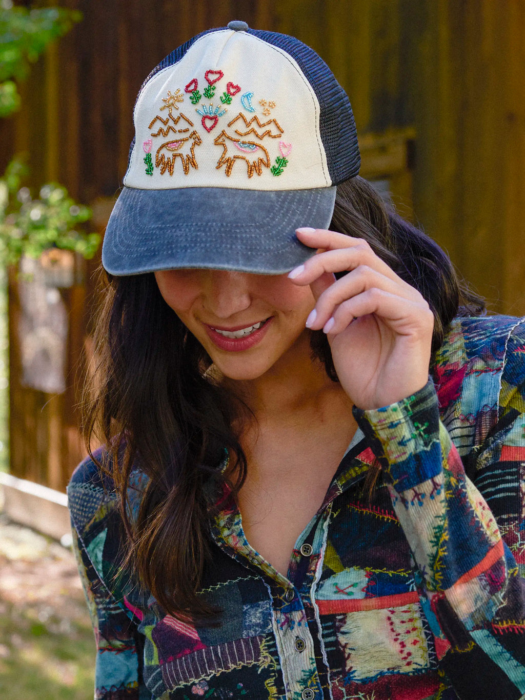 Beaded Trucker Hat - Horses