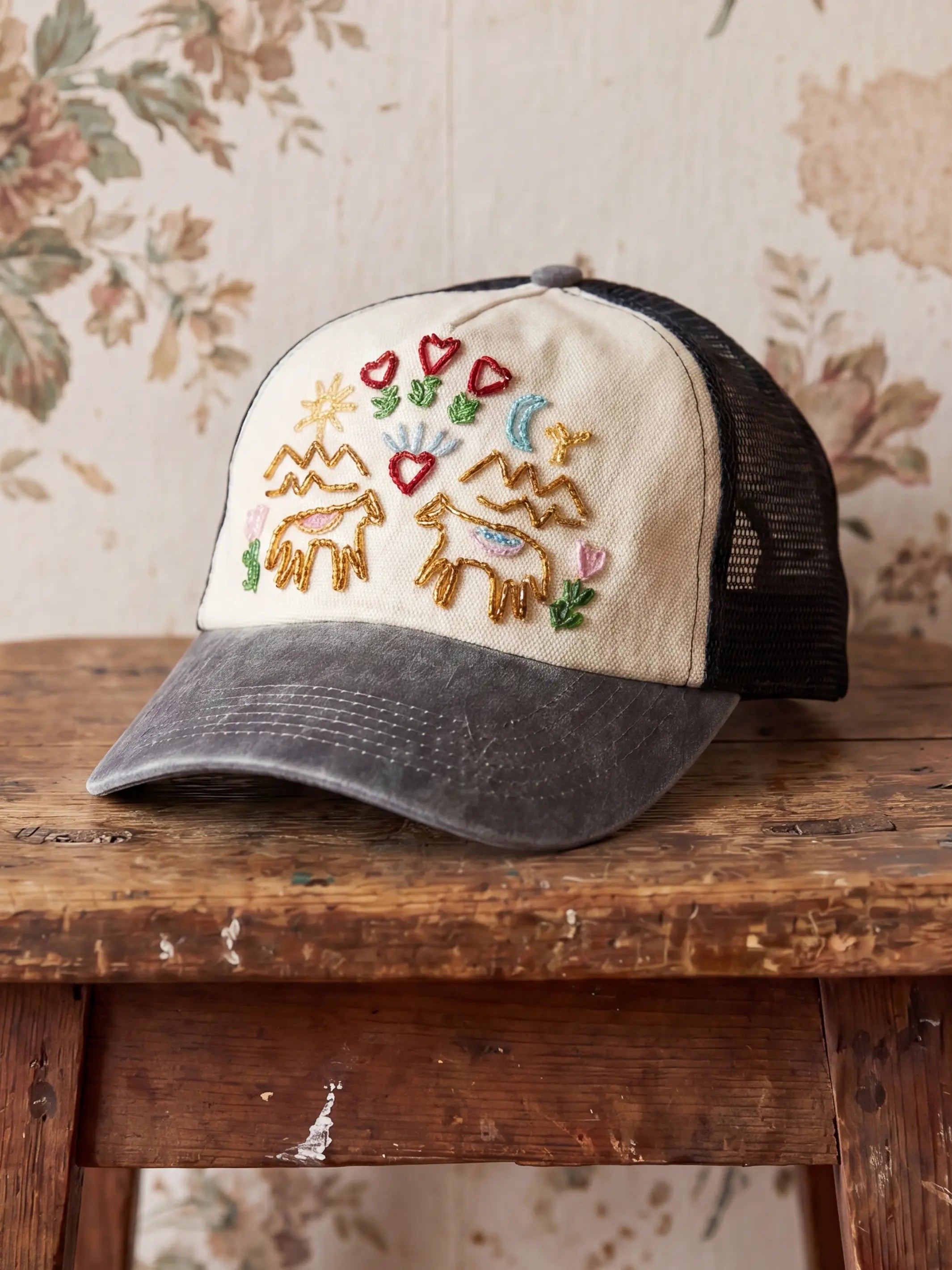 Beaded Trucker Hat - Horses