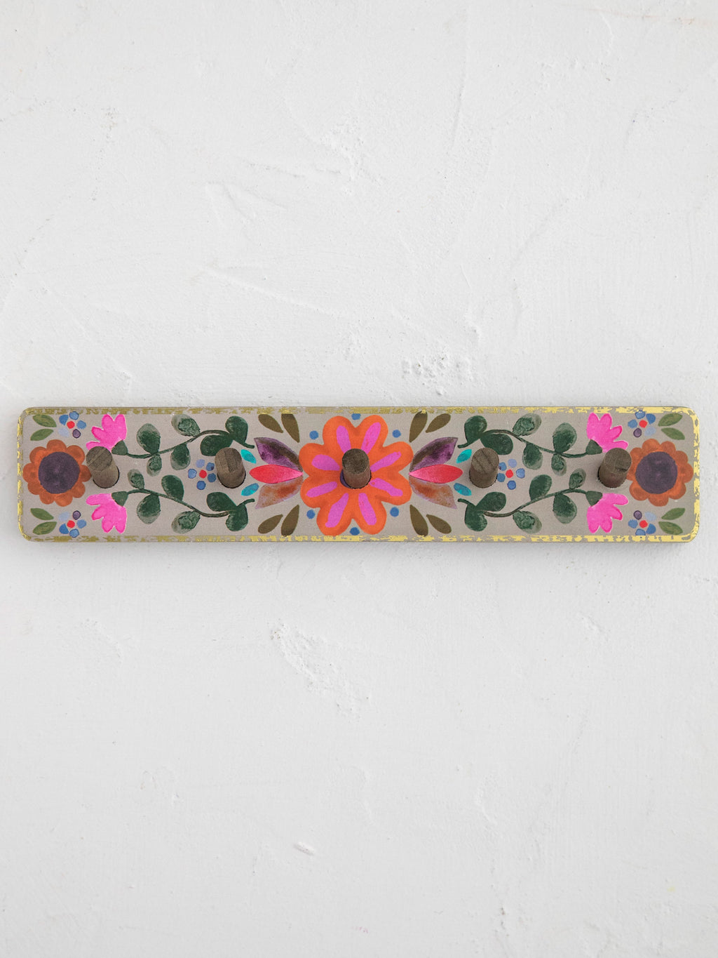 Floral Wall Hook Rack - Pink Flower