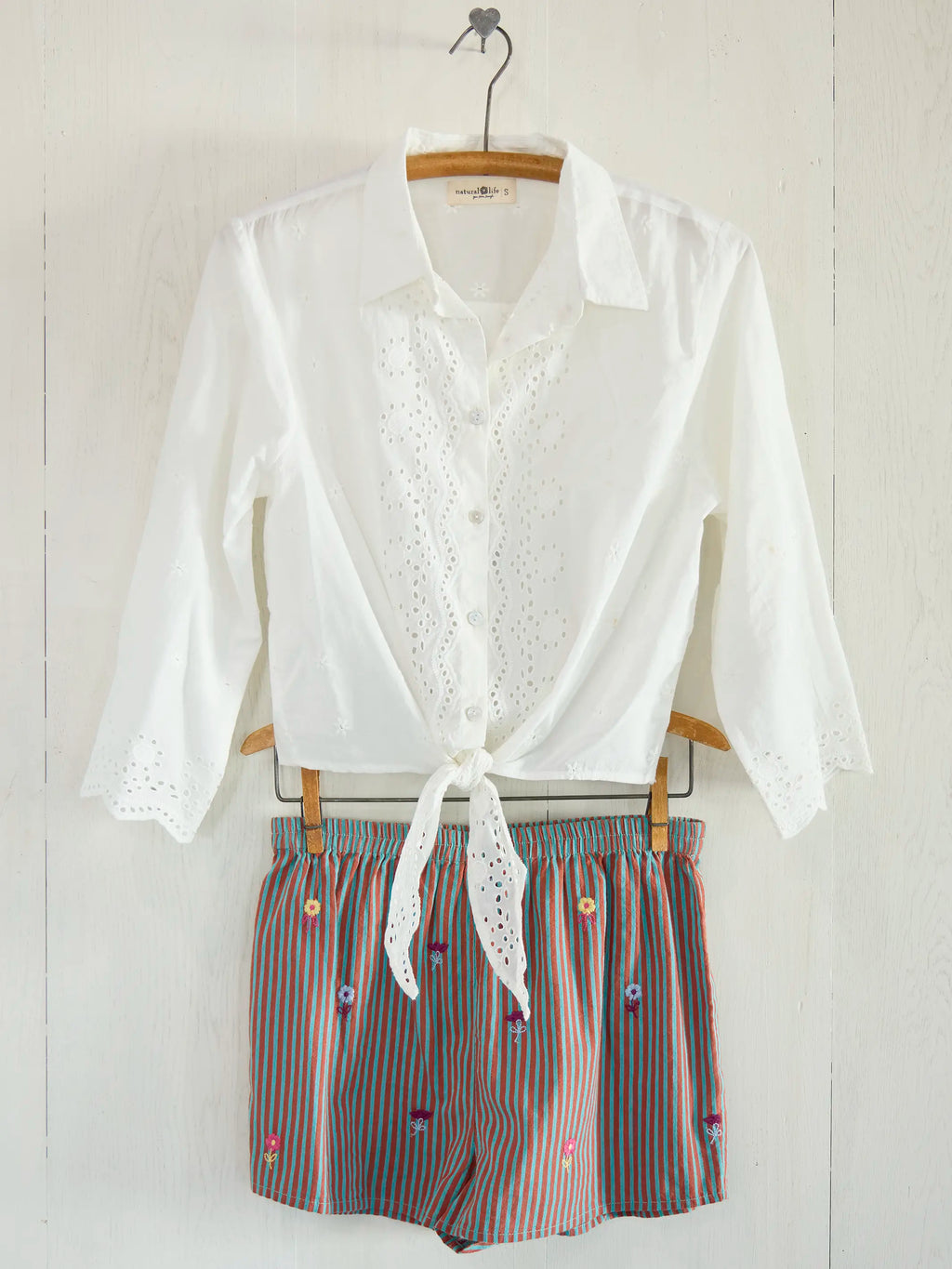 Lyla Cotton Eyelet Tie Top - White