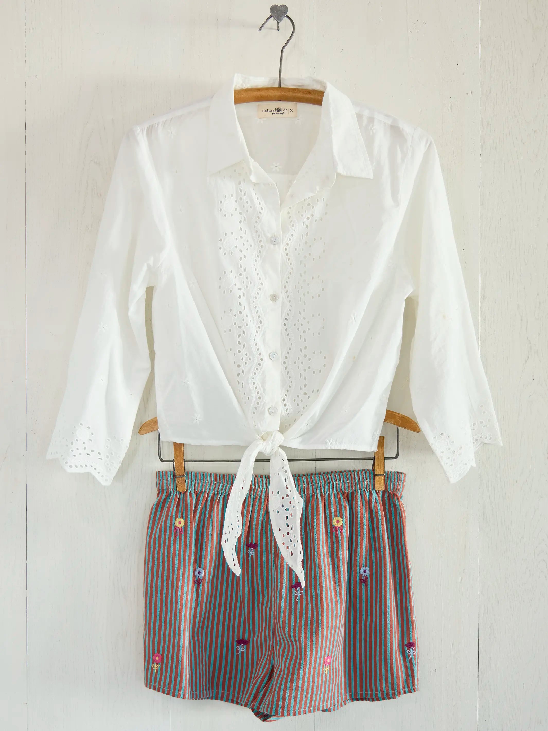 Lyla Cotton Eyelet Tie Top - White