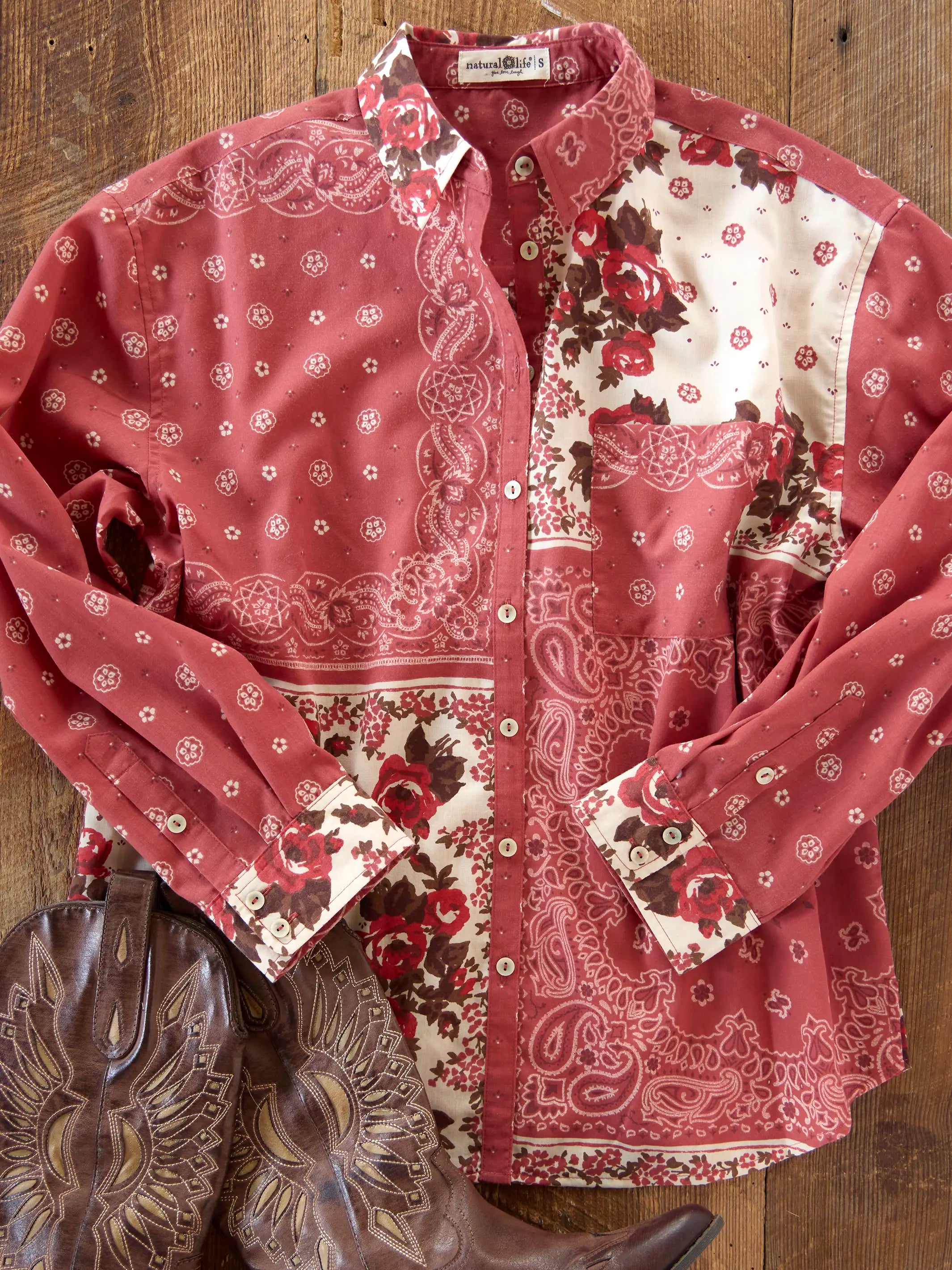 Lived In Button Down - Western Handkerchief Brick