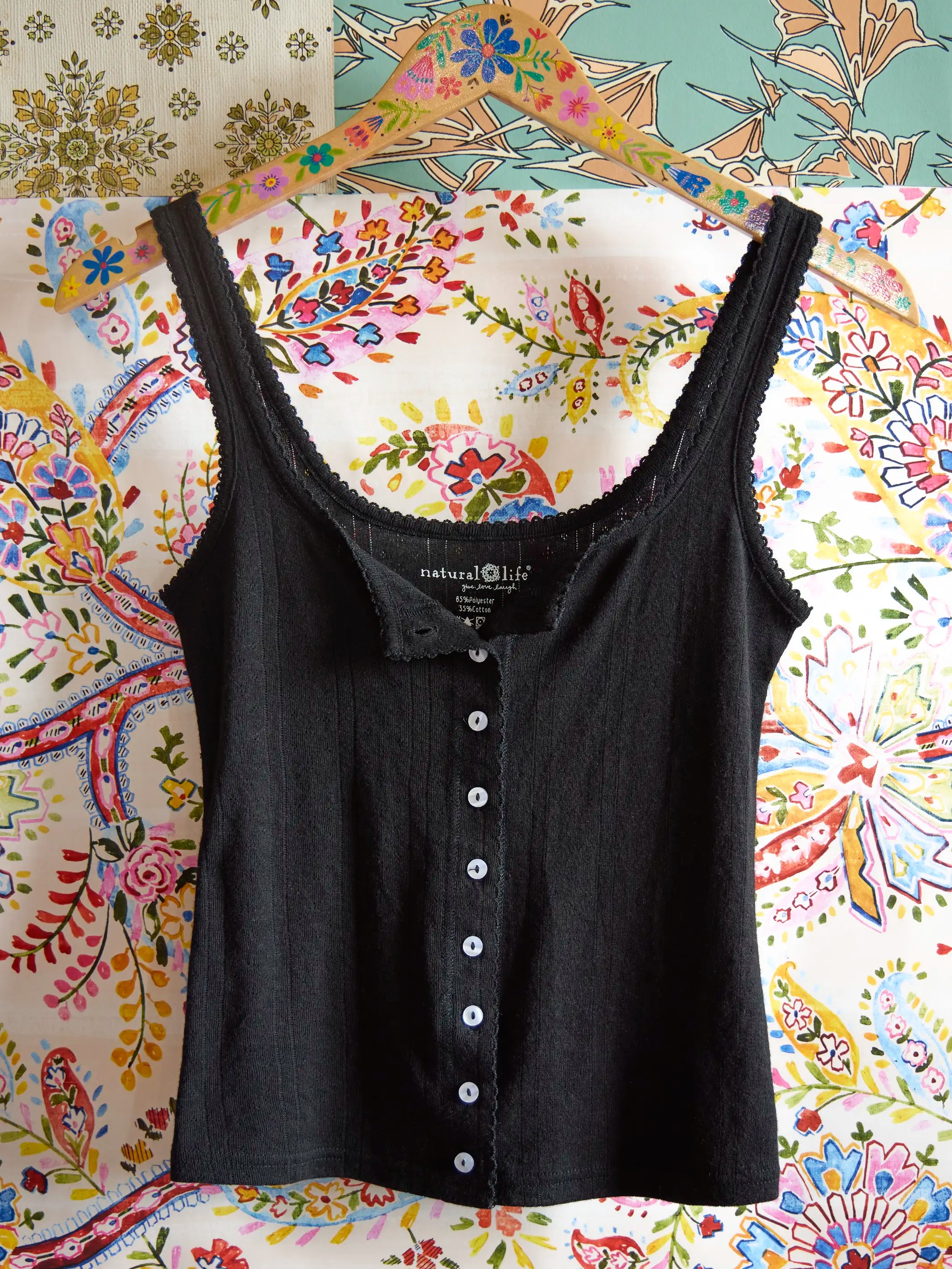 Pretty Pointelle Tank - Black