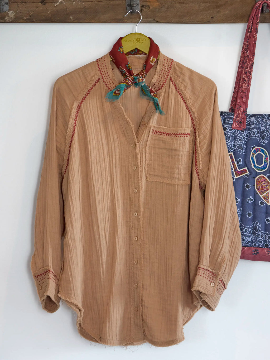 Sienna Cotton Button Down - Caramel