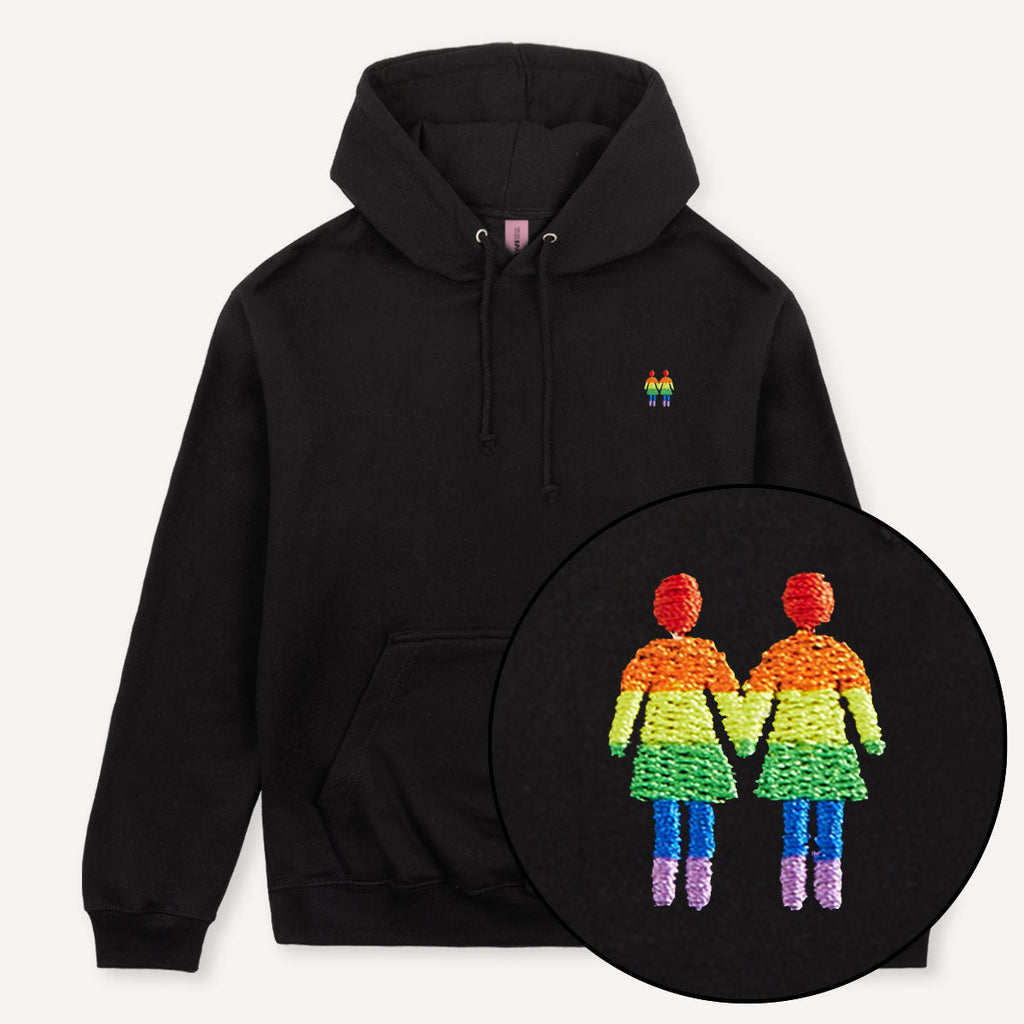 Holding Hands Embroidered Hoodie