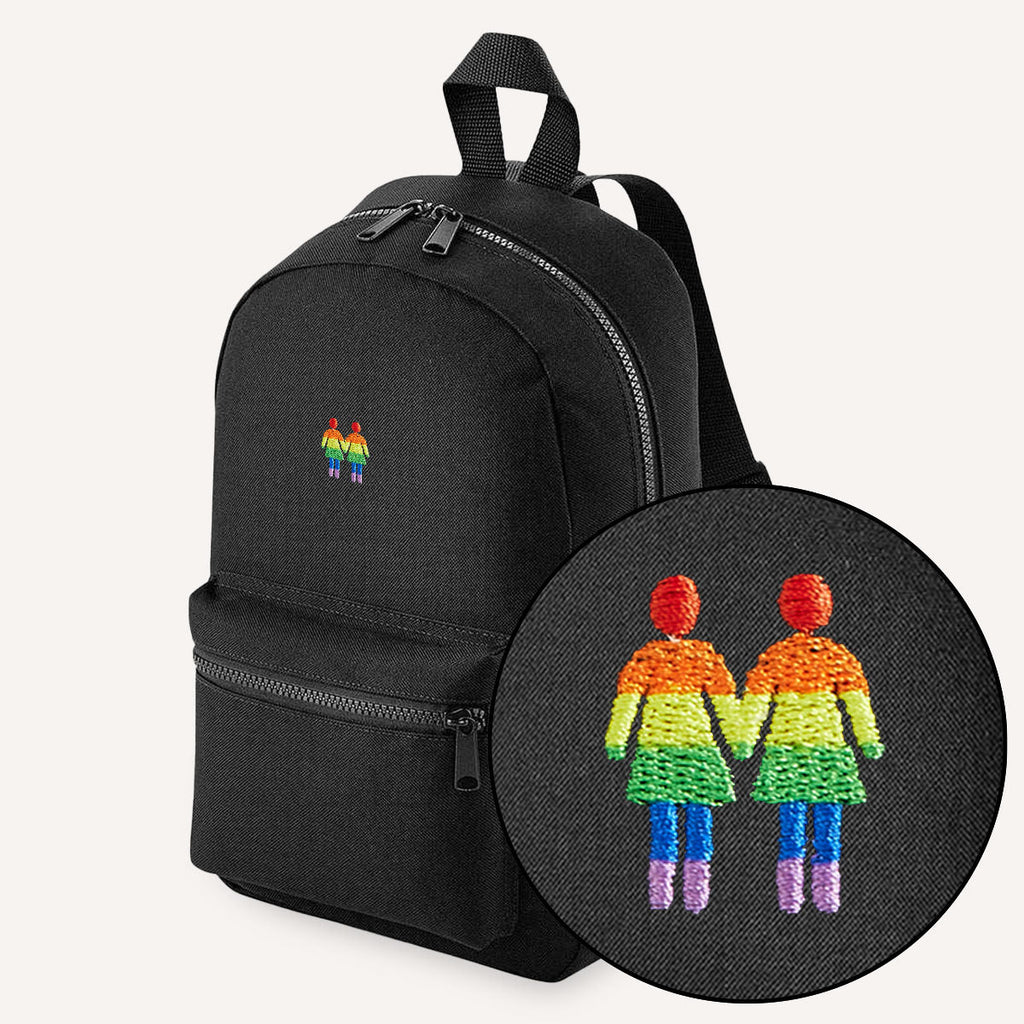 Holding Hands Embroidered Mini Backpack