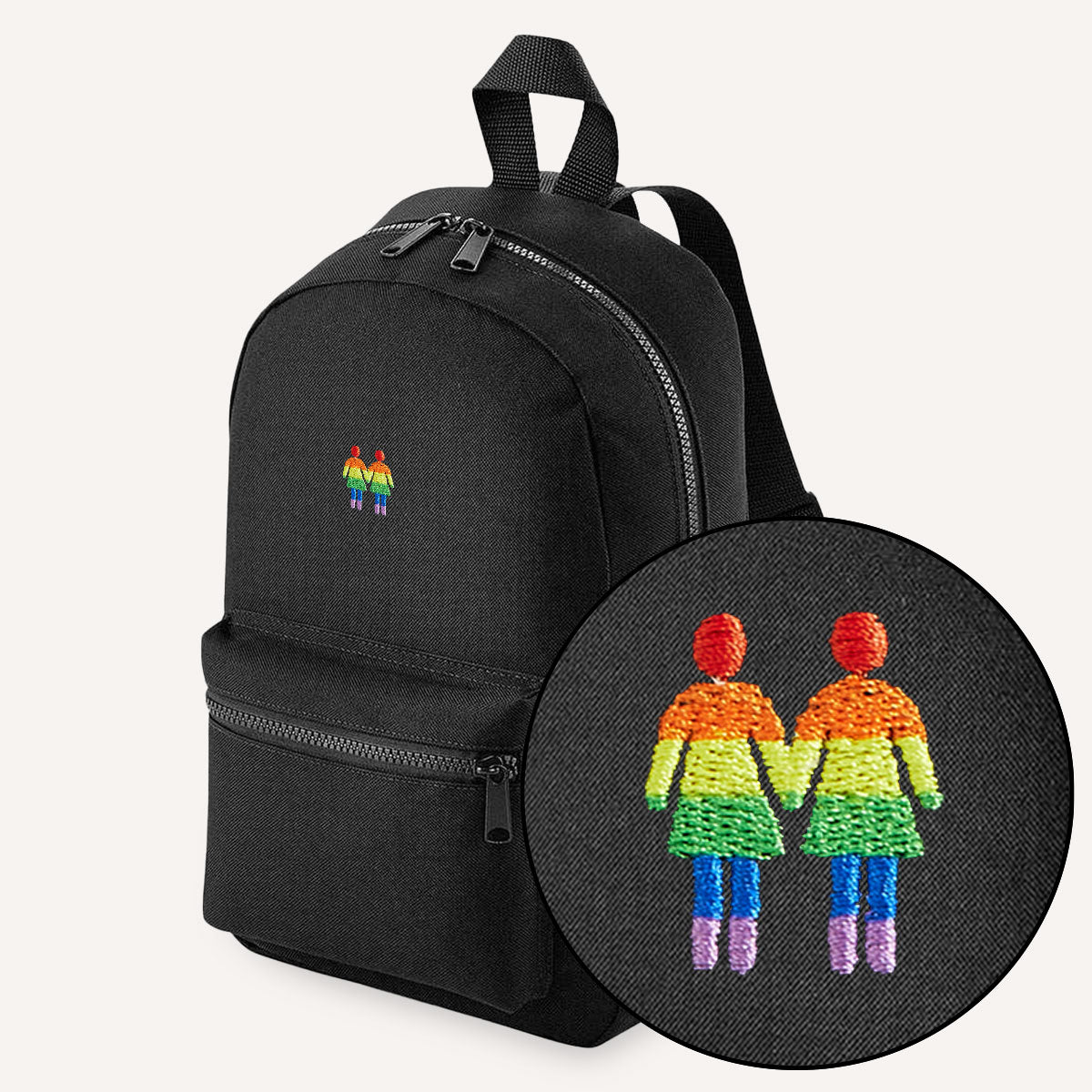 Holding Hands Embroidered Mini Backpack