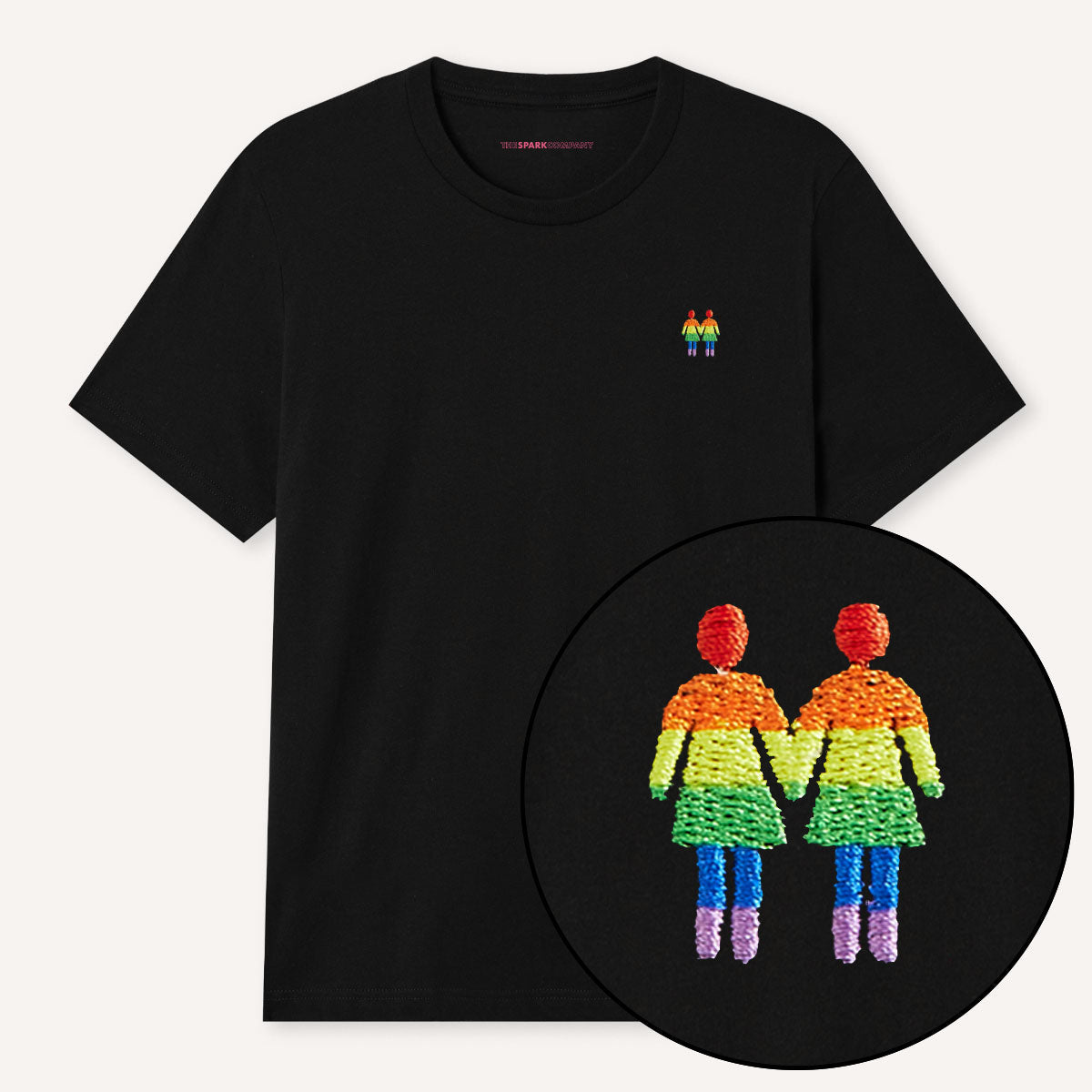 Holding Hands Embroidered Pride T-Shirt