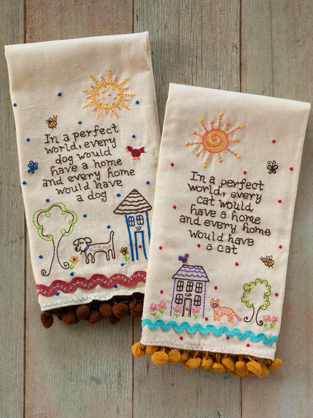 Linen Embroidered Hand Towel - Cat