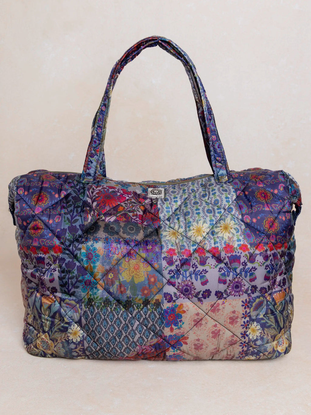 Puffy Weekender Bag - Blue Patchwork