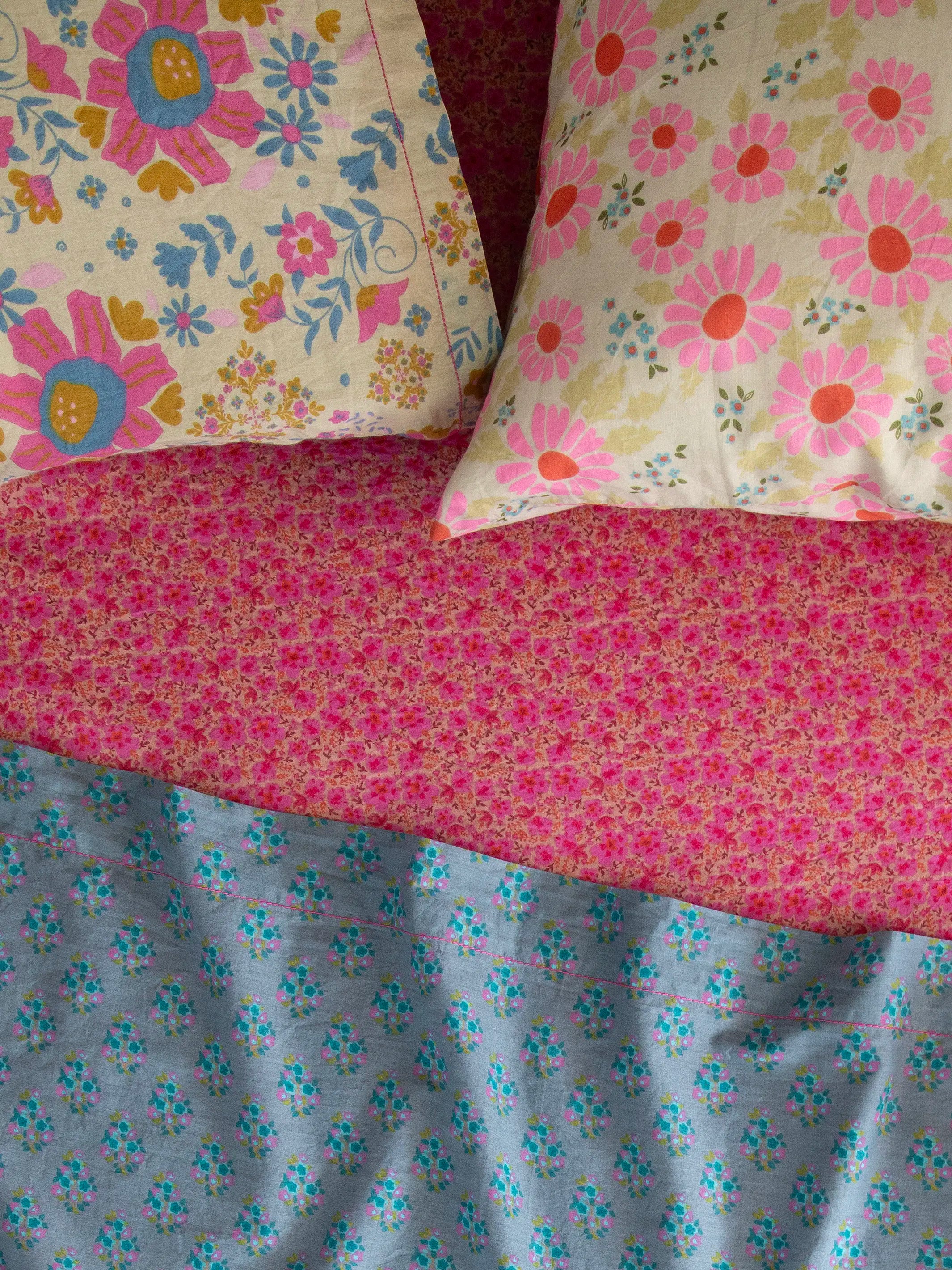 Mix & Match Cotton Fitted Sheet - Pink Marlow