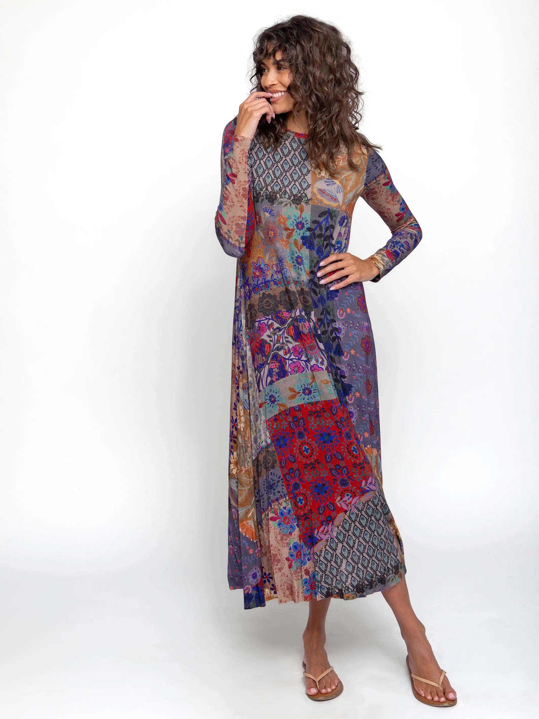 Stevie ButterSoft Knit Maxi Dress - Blue Patchwork