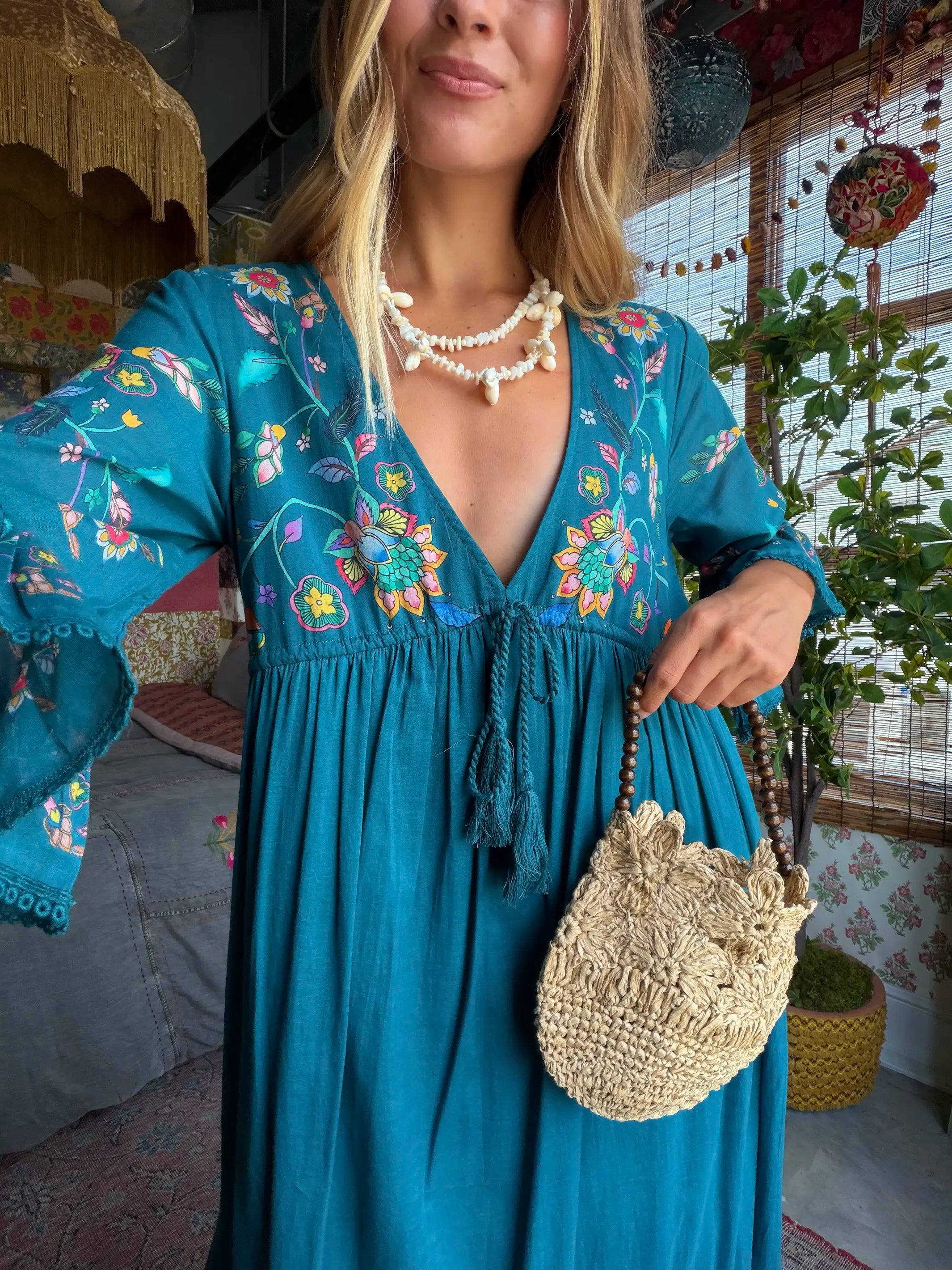 Capri Cotton Maxi Dress - Dark Teal