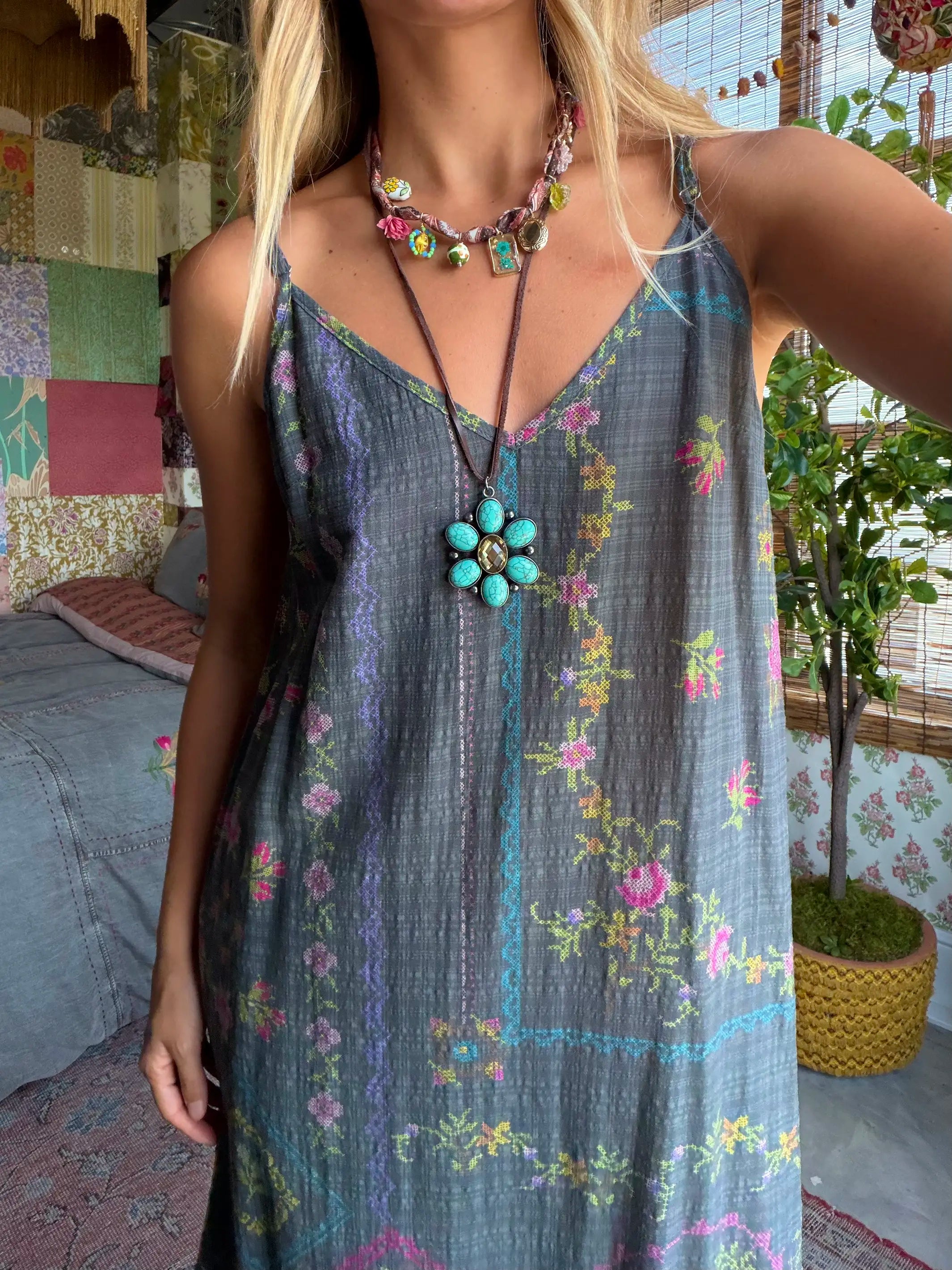 Gemstone Pendant Necklace - Turquoise