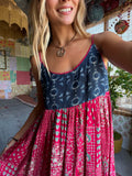 Gigi Mini Dress - Navy Red Mixed Print