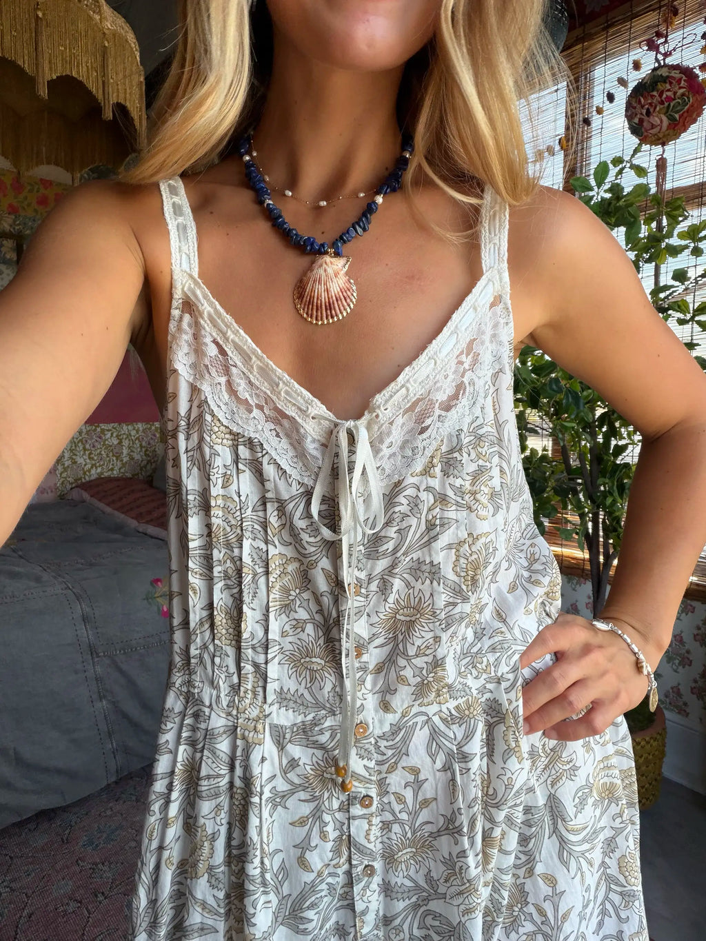 Cotton & Lace Jumpsuit - Vintage Vines