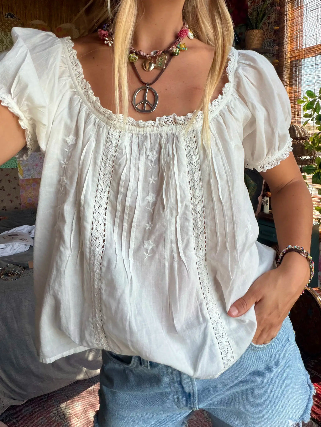Adjustable Silver Peace Sign Necklace