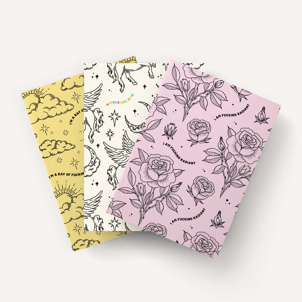 Illustrated Prints Notebooks (3 Pack)