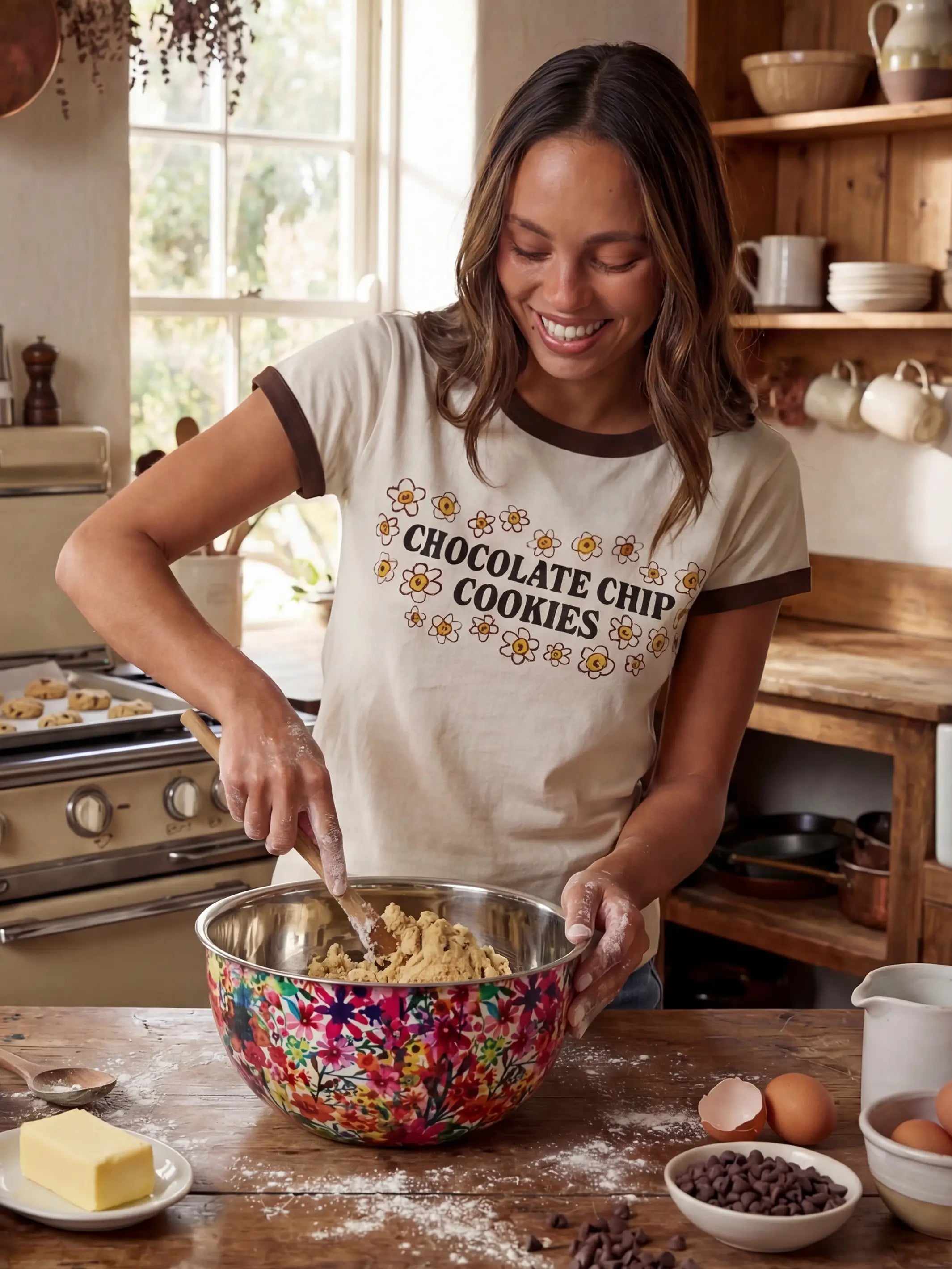 Ringer Cotton Baby Tee Shirt - Chocolate Chip Cookies