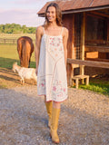 Loren Embroidered Midi Dress - Ivory
