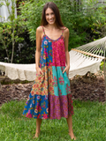 Harley Patchwork Midi Dress - Wildflower Medallion Teal