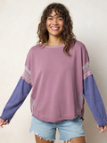 Knit Trim Sweatshirt - Lavender