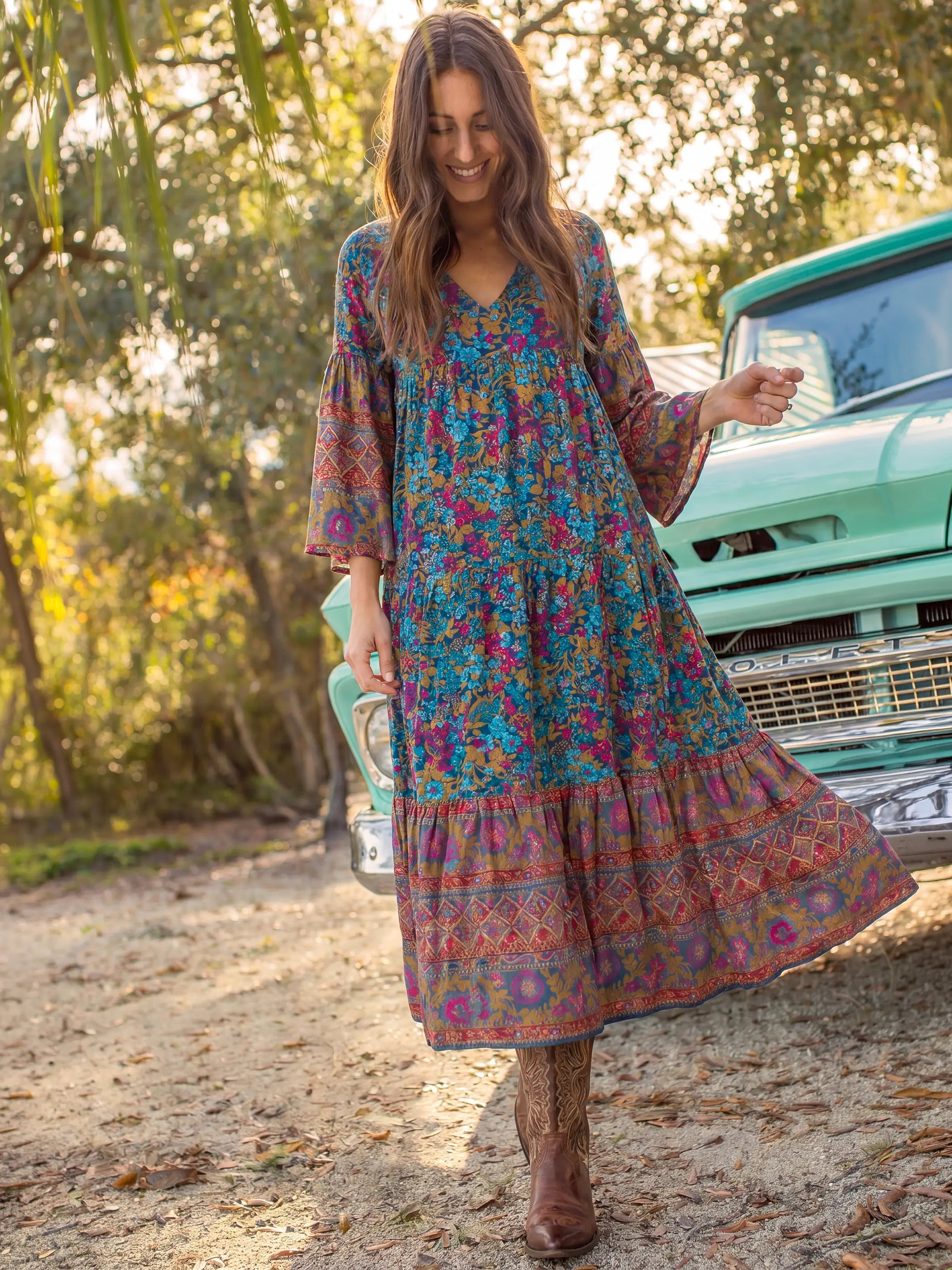 Charlotte Midi Dress - Harvest Meadow Navy