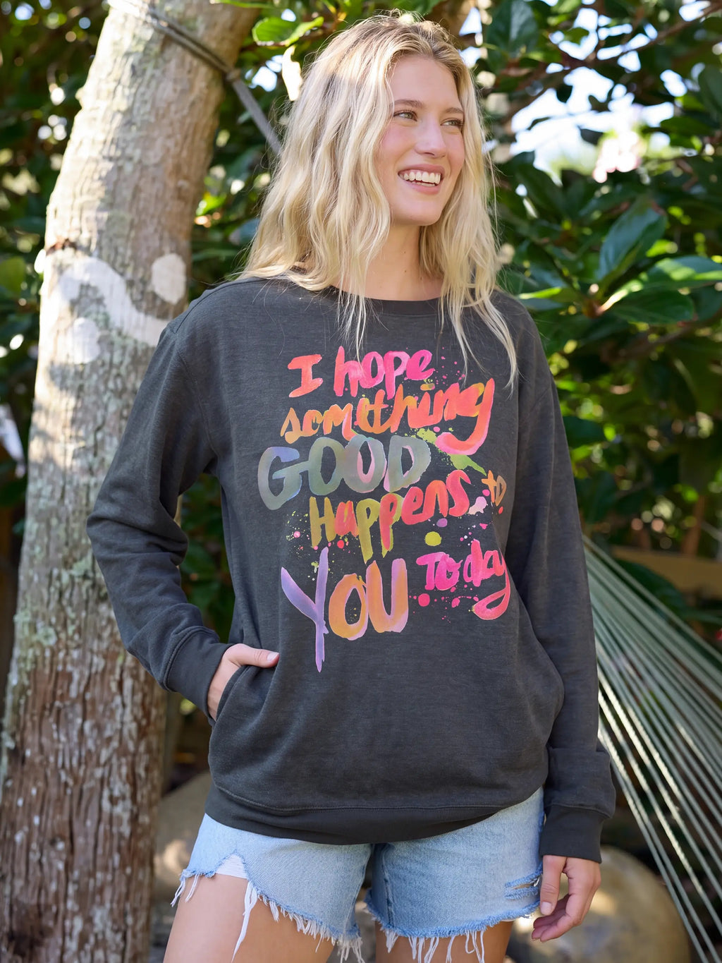 Comfy Pocket Sweatshirt - Hope Something Good Happens