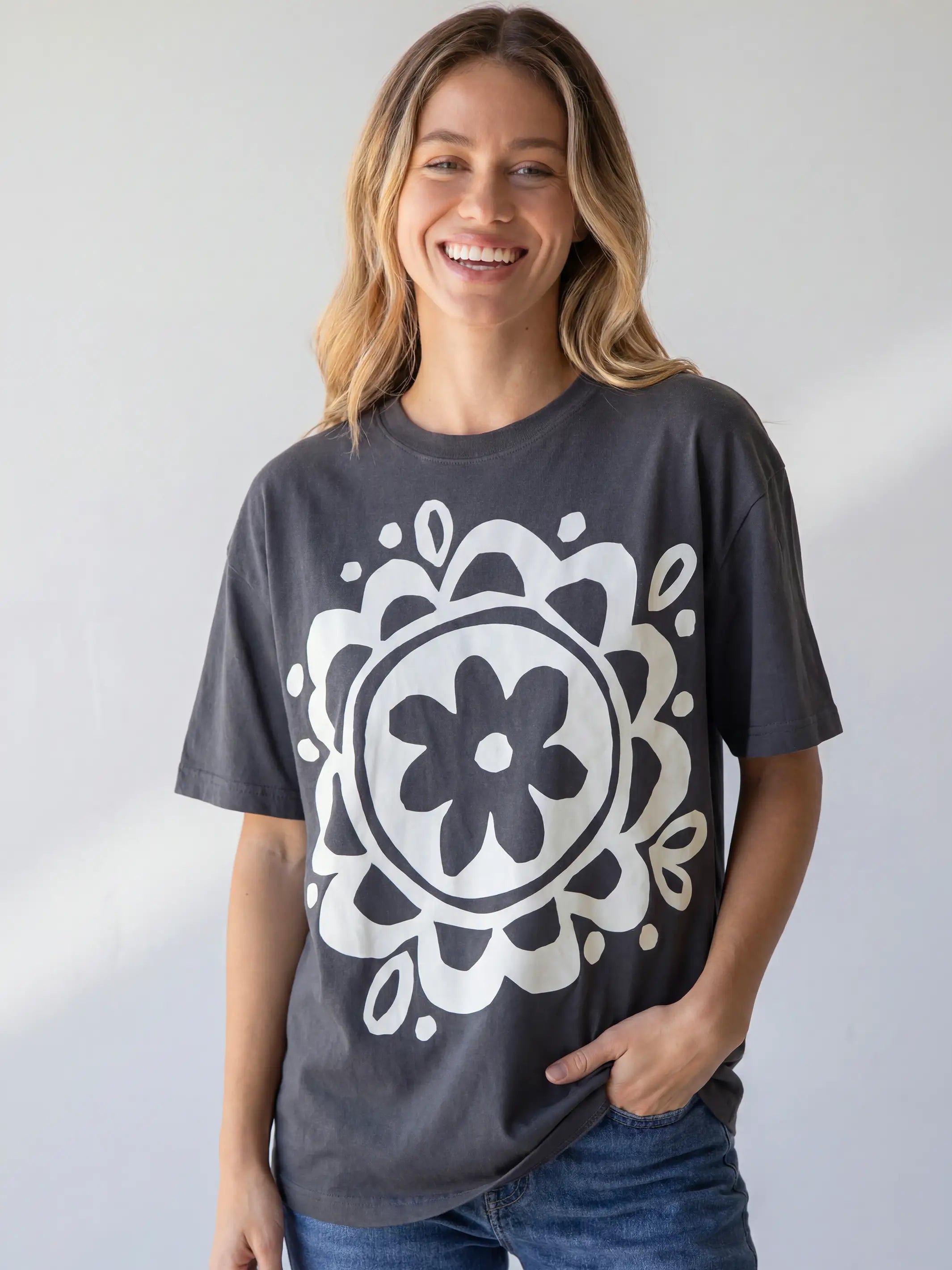 NL Logo Tee - Charcoal Boyfriend Fit
