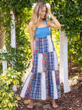 Patricia Patchwork Maxi Dress - Plaid Blue Fuchsia