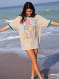 Ringer Oversized Tee Shirt - Pray For Surf