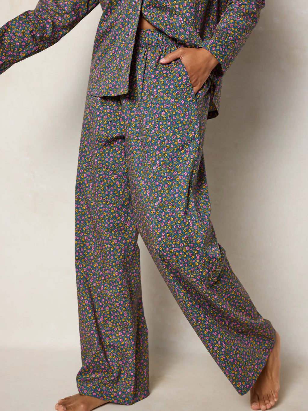 Mix & Match Cotton Pajama Pants - Mari Ditsy Navy