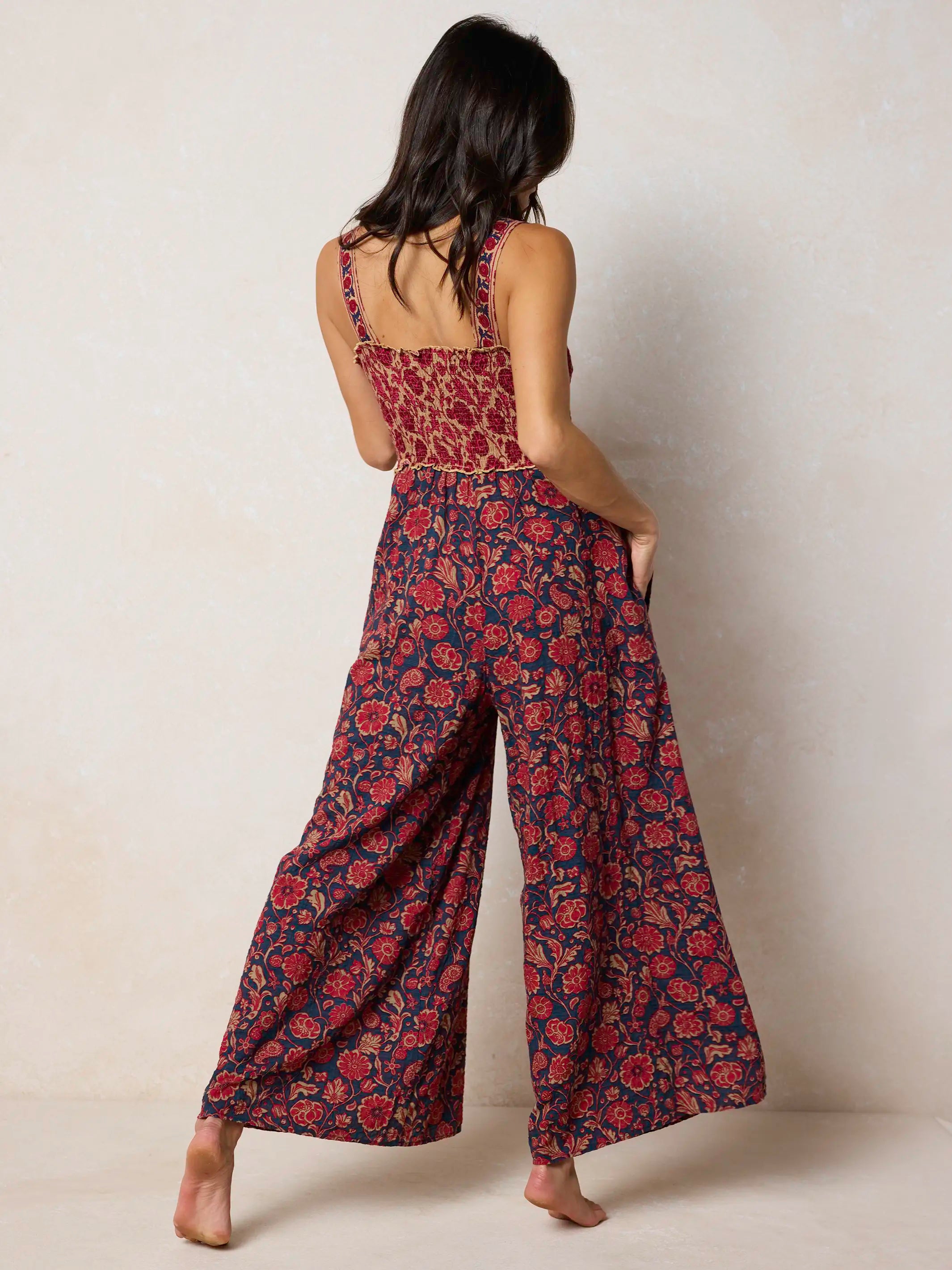Sedona Jumpsuit - Ornate Paisley Navy