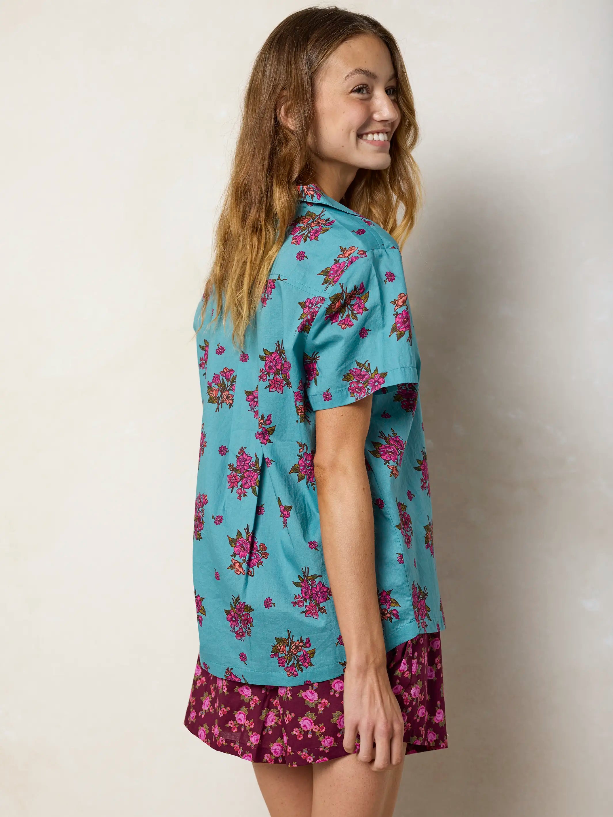 Mix & Match Cotton Pajama Shorts - Porto Ditsy Merlot