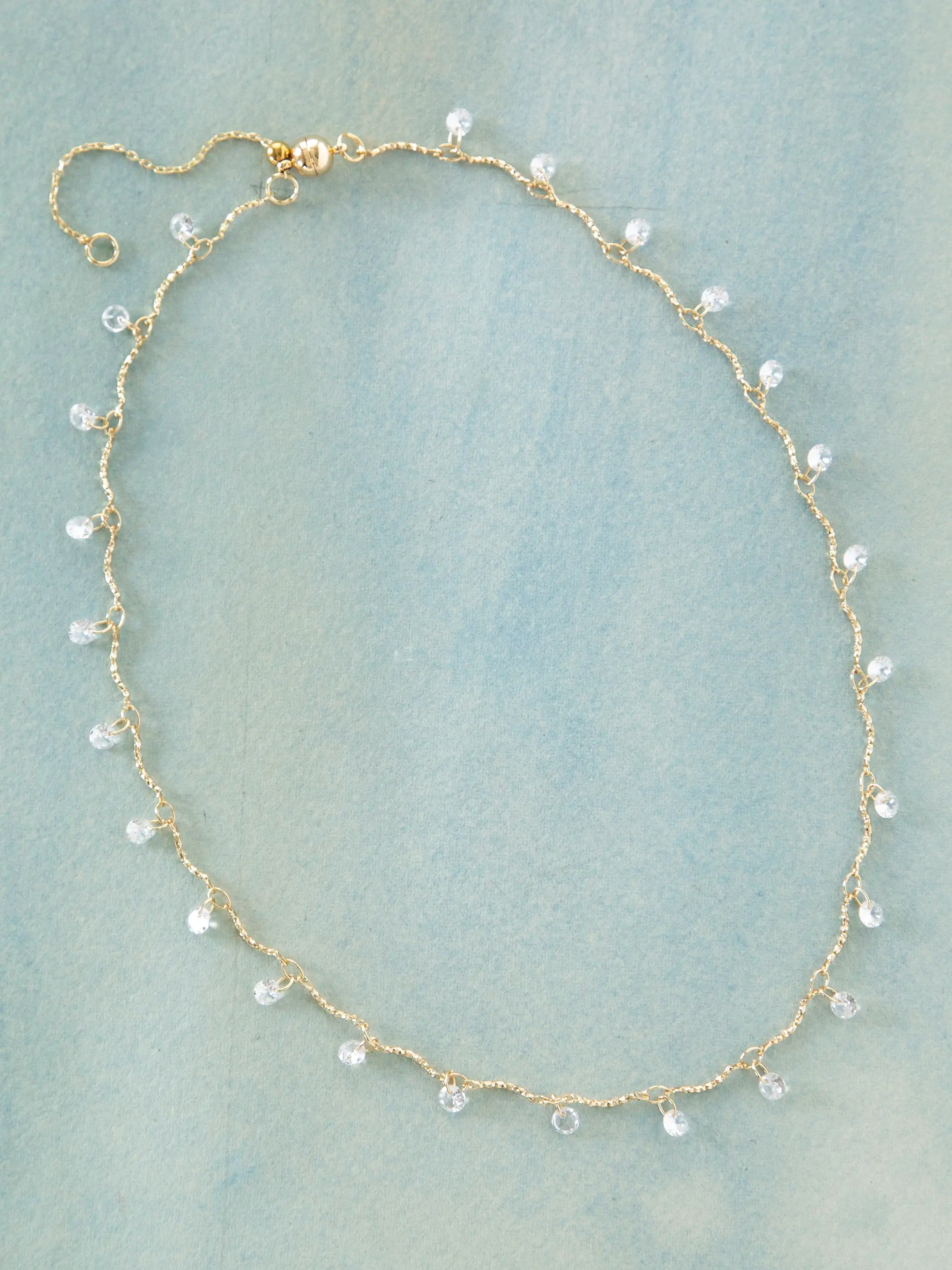 Dainty Jewel Necklace - Gold & Crystal