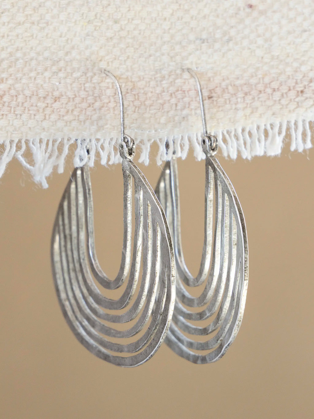 Hammered Hoop Earrings - Silver