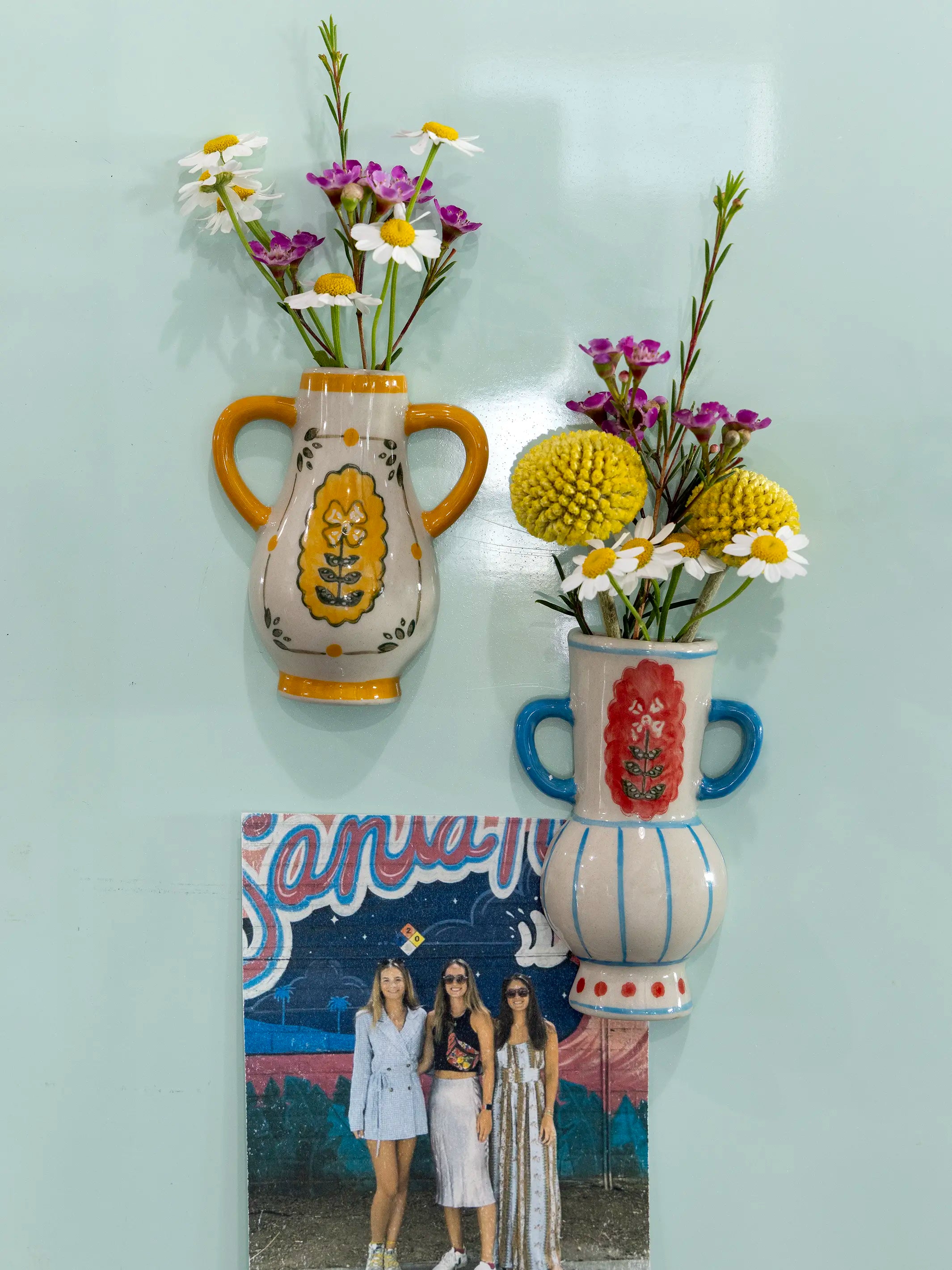 Stoneware Mini Vase Magnets, Set of 2