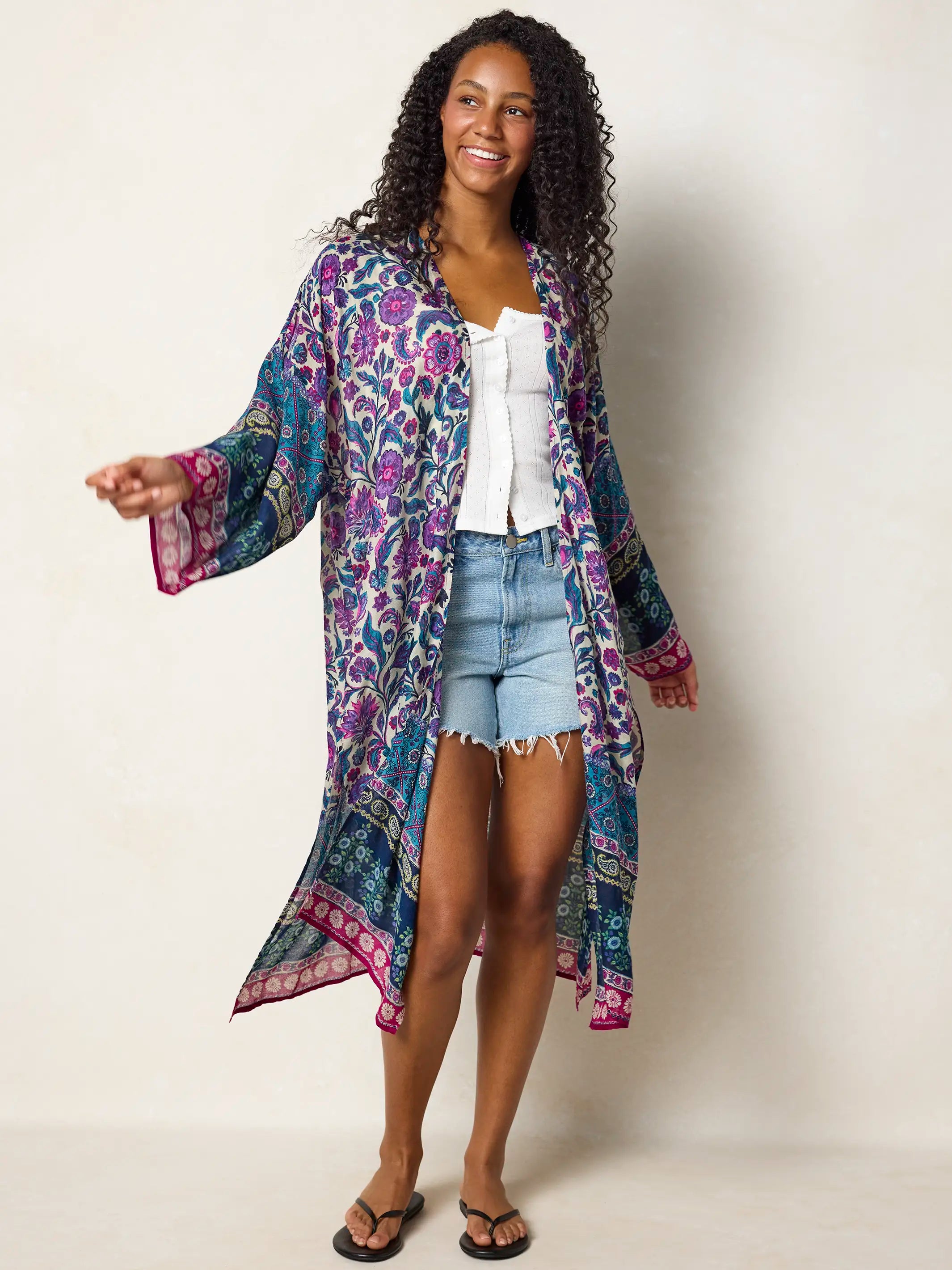 Sierra Duster - Sunnyfield Floral Purple
