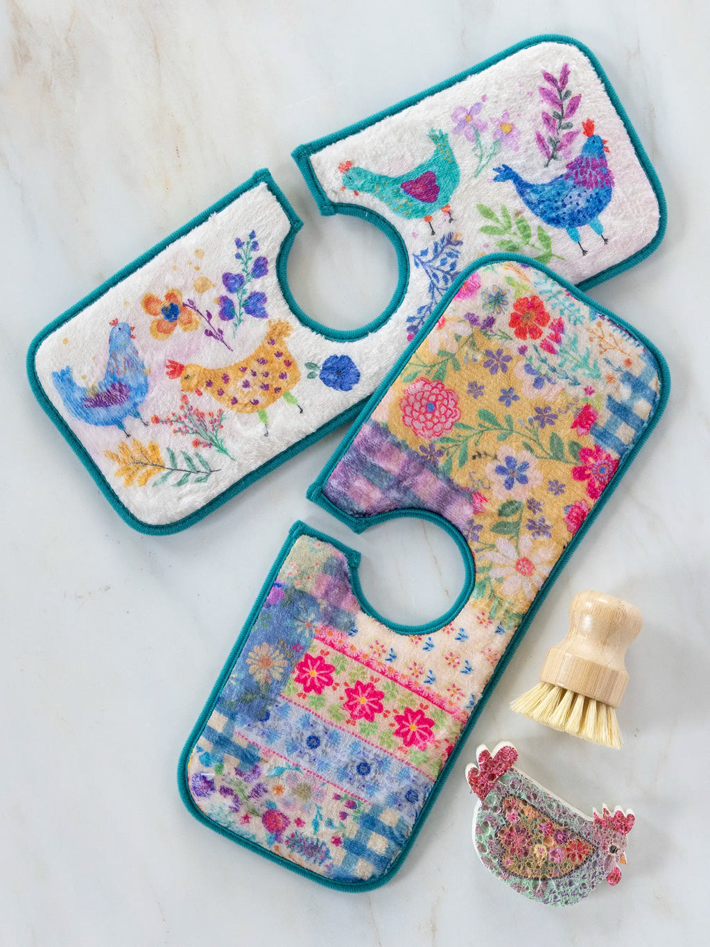 Reversible Faucet Sink Mat - Chickens