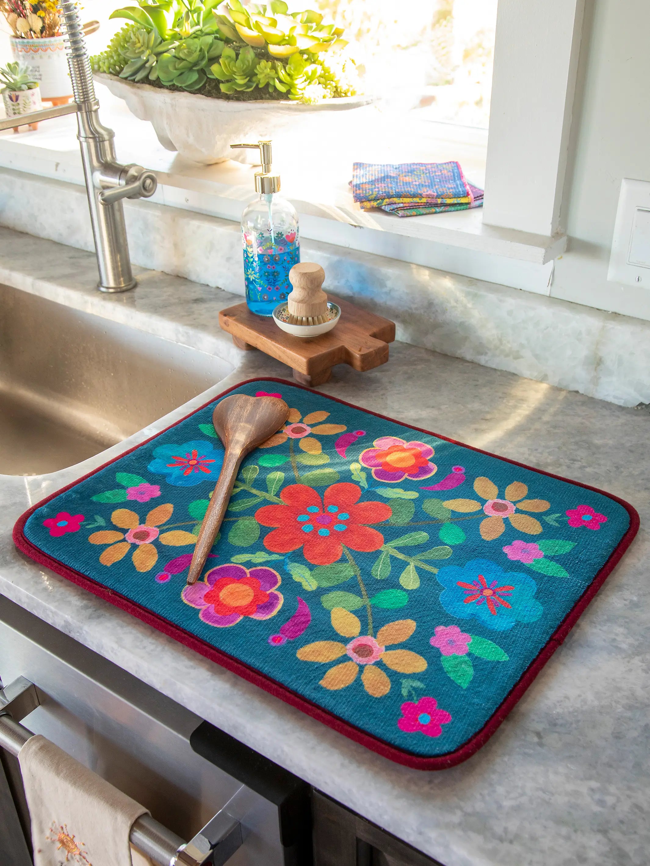 Reversible Dish Drying Mat - Garden Waves